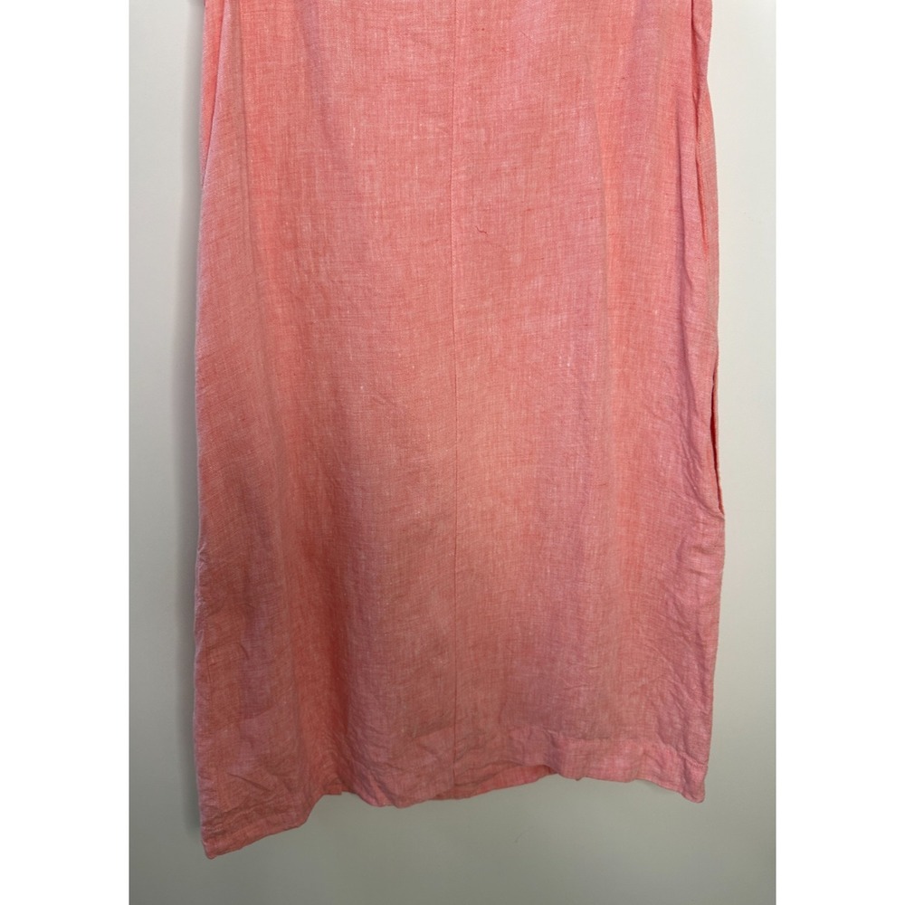 J. Jill Love Linen Shift Dress Pockets Sleeveless Button Bottom Coral Small - Picture 7 of 11